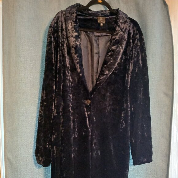 Crushed Velvet Navy Jacket - Picture 1 of 5